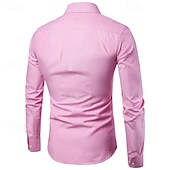preiswerte Button-Down-Hemden für Herren-Herren Hemd Oberhemd Knopfhemd Glatt Hochzeit Party Schwarz Weiß Rosa Marineblau Langarm Kargen Frühling &amp; Herbst Bekleidung Tasche
