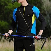economico Cime-Per uomo maglietta T-shirt da escursione Manica lunga Chiusura lampo quarto Maglietta Maglietta con muscoli Maglietta elasticizzata per bodybuilding Esterno Asciugatura rapida Allenarsi Morbido