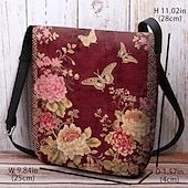 billiga Crossbodyväskor-vintage blommig crossbody-väska med fjärilstryck, lätt axelväska för kvinnor, fritids- och resebruk röd lila grön