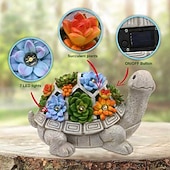 billige Landskapslys-solar skilpadde statue lys - utendørs hage ornament med saftige led lys for uteplass, balkong, hage, plen dekor - unik innflyttingsgave