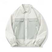 baratos Casacos &amp; Sobretudos para Homem-Homens jaqueta leve Jaqueta utilitária Jaqueta Carga Jaqueta de Transição Férias Diário Anti-desgaste Bolsos Outono &amp; inverno Tecido Moda Clássico Lapela Padrão Preto Branco Amarelo Cinzento Casaco