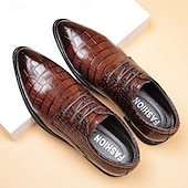 economico Formale-scarpe eleganti da uomo in similpelle con motivo coccodrillo marrone – calzature formali con lacci e design strutturato per lavoro e matrimoni