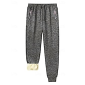 cheap Joggers-Men's Fleece Pants Sweatpants Joggers Winter Pants Trousers Pocket Drawstring Elastic Waist Plain Comfort Warm Sports Outdoor Daily Fashion Casual Black Navy Blue Micro-elastic