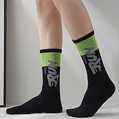 זול גרבי גברים-בגדי ריקוד גברים 5 זוגות רב חבילות גרביים גרבי צוות גרביים לריצה גרביים ליומיום שחור לבן צבע קולור בלוק אותיות חופשה ספורט וחוץ יומי בסיסי בינוני אביב סתיו אופנתי יום יומי