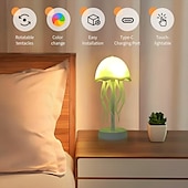 abordables Lampes de table-Lampe méduse colorée - tentacules rotatives, veilleuse à commande tactile, lampe de bureau amusante portable avec mode veille, parfaite pour le salon, le camping en plein air, la chambre et la décoration intérieure