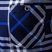 preiswerte Herrenhemd zum Knöpfen-Herren Hemd Sommerhemd Freizeithemd Knopfhemd Karierte Hemden Rote Blau Langarm Karomuster Revers Urlaub Ferien Button-Down Bekleidung Polyester Mode Lässig Bequem