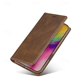 levne Pouzdra pro iPhone-telefon Carcasă Pro iPhone 16 15 14 Pro Max Plus iPhone 13 12 11 Pro Max Mini Flip Cover se stojánkem Magnetické Slot pro kartu Retro TPU PU kůže