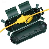abordables Almacenamiento y organización-1 pieza de cubierta de cable de extensión para exteriores - conector de enchufe resistente a la intemperie negro/verde con sello de seguridad externo