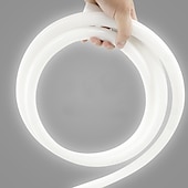abordables Lampes néon led-Bande lumineuse LED néon 360° AC110 16-100 pieds flexible/étanche/à intensité variable, cordon lumineux LED blanc chaud, télécommande, convient pour la décoration de la maison/du jardin/du bâtiment,