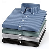 economico Camicie Elite da Uomo-Per uomo Camicia a righe Nero Blu Verde Grigio chiaro Manica Lunga A righe Colletto a Camicia Scuola Matrimonio Abbigliamento 100% Cotone Vacanza Vintage Neutro Moda