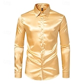 economico camicia da uomo con bottoni-Per uomo Camicia Camicia Estiva Camicia casual Camicia da Spiaggia Camicia con Colletto Camicia con Bottoni Nero Bianco Giallo Rosso Blu marino Manica Lunga Semplice Bavero Vacanza Camicia hawaiana