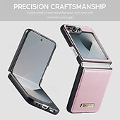 Χαμηλού Κόστους Samsung Θήκη-τηλέφωνο tok Για Samsung Galaxy Z Flip 6 Πίσω Κάλυμμα με βάση στήριξης Μαγνητική Υποστήριξη ασύρματης φόρτισης Ρετρό TPU PU δέρμα