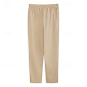  Per uomo Pantaloni di Lino Pantaloni Pantaloni Estivi Coulisse Elastico in vita Gamba Dritta Semplice Comodità Traspirante Lunghezza intera Casuale Quotidiano Ferie Moda Stile Classico Bianco Cachi