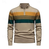 abordables Pull col rond-Homme Pull Pulls à quart de zip Pull en tricot A côtes Tricoter Hauts réguliers Tricoté Bloc de couleur Demi fermeture éclair Mode Décontractées Vacances Usage quotidien Vêtement Tenue Automne hiver