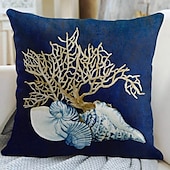 Недорогие Бросить подушки, вставки и обложки-Синий морской коралл двусторонний чехол для подушки 1 шт. мягкий декоративный квадратный чехол для подушки наволочка для спальни гостиной диван кресло