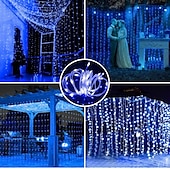 economico Striscie luci ad energia solare-luci a stringa da 3 m alimentate ad energia solare 300 LED con telecomando a 13 tasti bianco caldo bianco freddo blu luci natalizie per interni festa matrimonio 1 pz