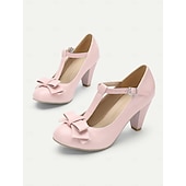 voordelige Jaren 50-dames mintgroene t-band mary jane hakken met strikdetail - vintage stijl pumps voor feesten en formele gelegenheden