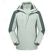 abordables Softshell, polares y chaquetas de montaña-Hombre Chaqueta Softshell Chaqueta para senderismo Invierno Al aire libre Bloque de color Resistente al Viento Resistente al Agua Chaquetas 3-en-1 Chaquetas de Lana Chaqueta cortavientos Viaje Negro