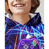 levne 3D sporty a hry pro chlapce-Chlapecké 3D Grafika Hry Kapuce Dlouhý rukáv Jaro Podzim Módní Šik ven Děti 4-12 let Kapuce Venkovní Ležérní Denní Běžný