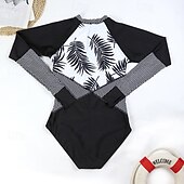 abordables Lycra de surf-Femme Maillot Anti UV Maillot de bain 1 pièce Protection solaire UV UPF50+ Poids Léger manche longue Spandex Le Maillot de corps Maillot de bain Zip sur le devant Natation Surf Plage Sports nautiques