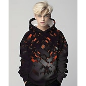 billiga Pojkens 3D Vision &amp; Geometri-Pojkar 3D Grafisk Geometrisk Huvtröja Långärmad Vår Höst Mode Streetwear Barn 4-12 år Huva Utomhus Ledigt Dagligen Normal