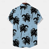 olcso Trópusi növények-Férfi Kókuszpálma Alkalmi ing Hawaii ing Aloha ing Rövid ujjú Hawaii Üdülő Vakáció Hétköznapi Fehér Medence Bíbor Lóhere