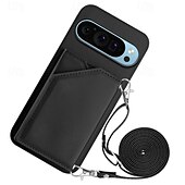 זול תיק טלפון אחר-טלפון מגן עבור Pixel 9 Pro Pixel 9 Pro XL Pixel 8 Pro Pixel 8 פיקסל 9 כיסוי אחורי עם מעמד עם שרוך חריץ לכרטיס רטרו TPU עור PU