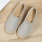 halpa Miesten loaferit ja nauhattomat kengät-miesten beige canvas espadrille-slip-on kengät juuttiköysipohjalla – mukavat kesäiset vapaa-ajan jalkineet