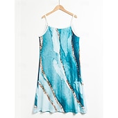 ieftine Rochii Art&amp;Design-Rochie Mini Femei Rochie Petite Rochie Petite Rochie de Vară Rochie A Line Rochie de Vară Vacanță Modă Stilată în Aer Liber Vacanță Zile de Zi Ajustare Regualară Ombre Marmură Fără Mâneci Decolteu în