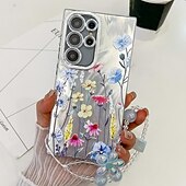 Недорогие Чехлы для Samsung-телефон Кейс для Назначение SSamsung Galaxy S24 Ultra S24 Plus S24 S24 ФЭ S23 Ultra А55 А35 А25 А15 5Г S25 Ультра Кейс на заднюю панель с ремешком на запястье Защита от удара Ретро ТПУ ПК