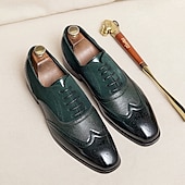 baratos Formal-sapatos oxford brogue bicolor masculinos – combinação de camurça e couro sintético com detalhes em bico fino para ocasiões formais e de negócios