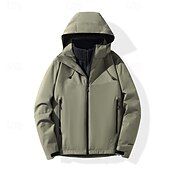 baratos Casacos Leves, Polares &amp; Caminhada-Homens Jaqueta Softshell Jaqueta de Trilha Inverno Ao ar livre Bloco de cor Térmico / Quente A Prova de Vento Impermeável Jaquetas 3-em-1 Jaqueta de Inverno Jaqueta corta-vento Viajar Preto Branco