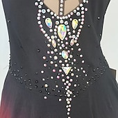 cheap Figure Skating Dresses-Figure Skating Dress Women&#039;s Girls&#039; Ice Skating Dress Black Red White Patchwork High Elasticity Training Competition Skating Wear Classic Crystal / Rhinestone Long Sleeve Ice Skating Figure Skating