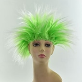 abordables Perruques de carnaval-perruque synthétique bouclée partie médiane perruque courte noir jaune rose rouge bleu cheveux synthétiques hommes rose rouge noir pour le carnaval
