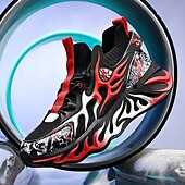 economico Sneakers da uomo-eleganti sneakers rosse da uomo con motivo a fiamma - eleganti e comode, perfette per feste o uscite informali