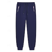 cheap Joggers-Men's Fleece Pants Sweatpants Joggers Winter Pants Trousers Pocket Drawstring Elastic Waist Plain Comfort Warm Sports Outdoor Daily Fashion Casual Black Navy Blue Micro-elastic