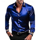 voordelige heren overhemd met knopen-Voor heren Overhemd Zomer overhemd Normaal shirt Shirt met kraag Overhemd met knopen Zwart Wit Rood blauw Groen Lange mouw Kleurenblok Revers Vakantie Feestdagen Lapwerk Kleding Polyester Modieus