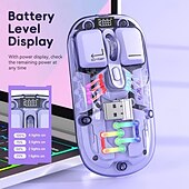 abordables Souris-Souris double mode transparente bt5.0 2.4g commutation à un bouton type-c 400mah souris rechargeable vitesse de mouvement à trois niveaux lumières rvb réglables housse pc magnétique pilotes