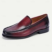 preiswerte Loafer aus hochwertigem Leder-stilvolle burgunderfarbene Leder-Loafer mit handgenähten Brogue-Details für Herren | perfekt für Freizeit und Business Casual