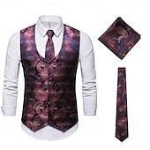 levne oblečení-Retro Řvoucí 20s 20. léta 20. století Kamizelka Vesta Velký Gatsby Gentleman Kašmírový vzor Retro Maškarní kostým Pánské Vánoce předvečer Všech svatých Karneval Výkon loučení se svobodou nevěsty