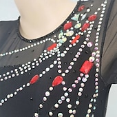 cheap Figure Skating Dresses-Figure Skating Dress Women&#039;s Girls&#039; Ice Skating Dress Black Red White Patchwork High Elasticity Training Competition Skating Wear Classic Crystal / Rhinestone Long Sleeve Ice Skating Figure Skating