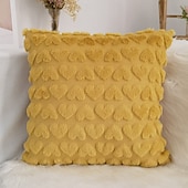 abordables Cubierta de cojín de vacaciones-Funda de almohada decorativa con forma de corazón de peluche para el día de San Valentín, 1 funda de cojín cuadrada suave, funda de almohada para dormitorio, sala de estar, sofá, sillón