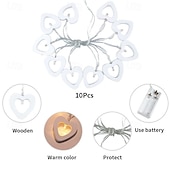cheap USB String Lights-10/20LEDs Valentine&#039;s Day Wooden Heart String Lights LED Fairy Lights Hanging Wood Love Lamp Garland Valentine&#039;s Day Wedding decor