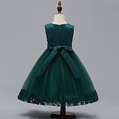 economico Abiti da damigella-Abito da damigella d&#039;onore bambina bambini Da ragazza Abito da principessa Prestazioni Matrimonio Feste Elegante Bellissimo Retato Tinta unica Senza maniche Girocollo Grigio Rosso bordeaux 4 anni +