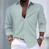 economico camicie casual da uomo-Per uomo Camicia Camicia estiva Maglietta informale Camicia a righe Camicia con bottoni Nero Verde chiaro Rosa Rosso Blu reale Manica lunga Banda Colletto Da mare Giornaliero Abbigliamento Di