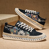 abordables Baskets Décontractées-baskets décontractées en toile pour hommes avec imprimé tribal et semelle en corde de jute – chaussures confortables au quotidien