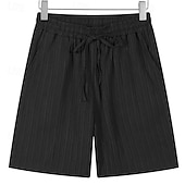 baratos Feriado-Homens Calção Shorts de linho Shorts de verão Shorts de praia Com Cordão Cintura elástica Tecido Respirável Comprimento do joelho Ao ar livre Feriado Praia Férias Casual Preto Branco