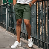 cheap Work Shorts-Men's Dress Shorts Work Shorts Casual Shorts Golf Shorts Pocket Straight Leg Solid Colored Comfort Wearable Knee Length Outdoor Daily Streetwear Stylish Black Brown