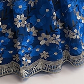 levne Párty šaty-Děti Dívčí Šaty na párty Květinový Bez rukávů Výkon Narozeniny Síťka Kravatový uzel Krásná Sladký Polyester Maxi Šaty na párty Swingové šaty Áčkové šaty Léto 4 roky + Šampaňská Vodní modrá Trávov