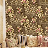 billiga Tapeter-1 rulle 3d europeisk damast icke självhäftande tapet präglad sovrum sänggavel vardagsrum bakgrund väggdekoration vattentät tapet 950x53cm/374x20.87inch